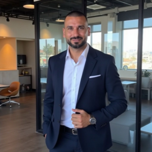 Özkan Tanis, Gründer von Hello Malta, im modernen Büro – Experte für Auswanderung und Neustart auf Malta.